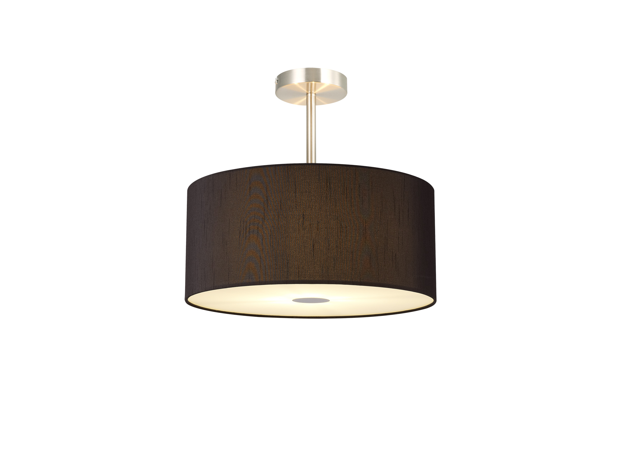 Baymont 40cm Semi Flush 3 Light Satin Nickel, Black, Frosted Diffuser